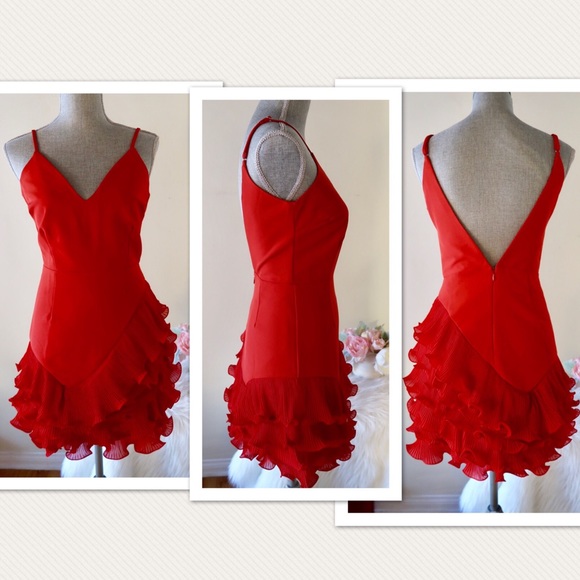 Dresses & Skirts - NATALIA- Classy Heavenly Red Ruffle Dress